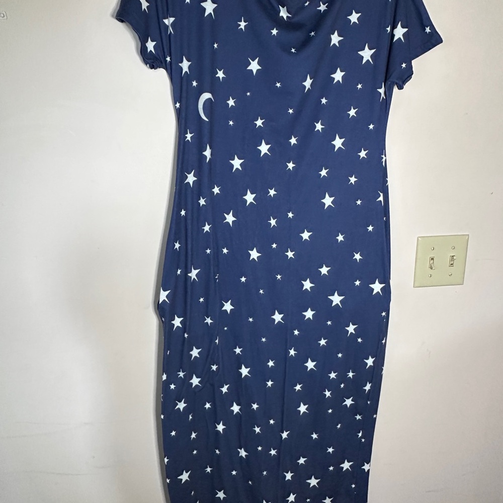 Star Print Navy Midi Dress - Women